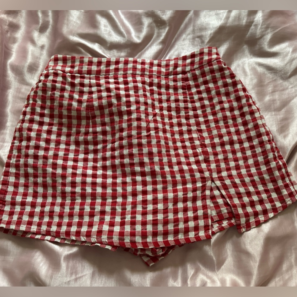 Red and White Checkered Skirt
